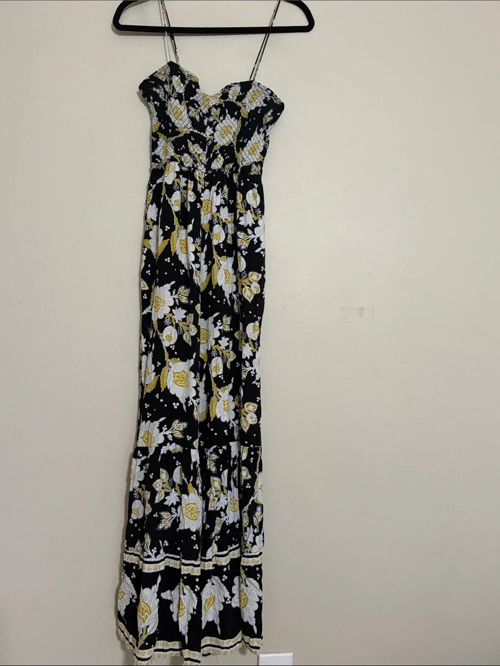 Free People Little Of Your Love Smocked Floral Wide Leg Cute Jumpsuit women XS